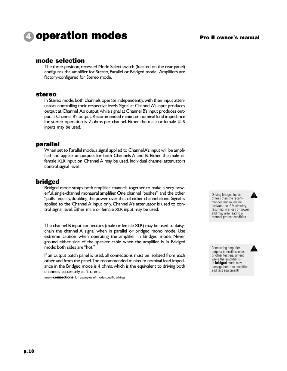 Operation modes | Peavey 8002 User Manual | Page 20 / 42