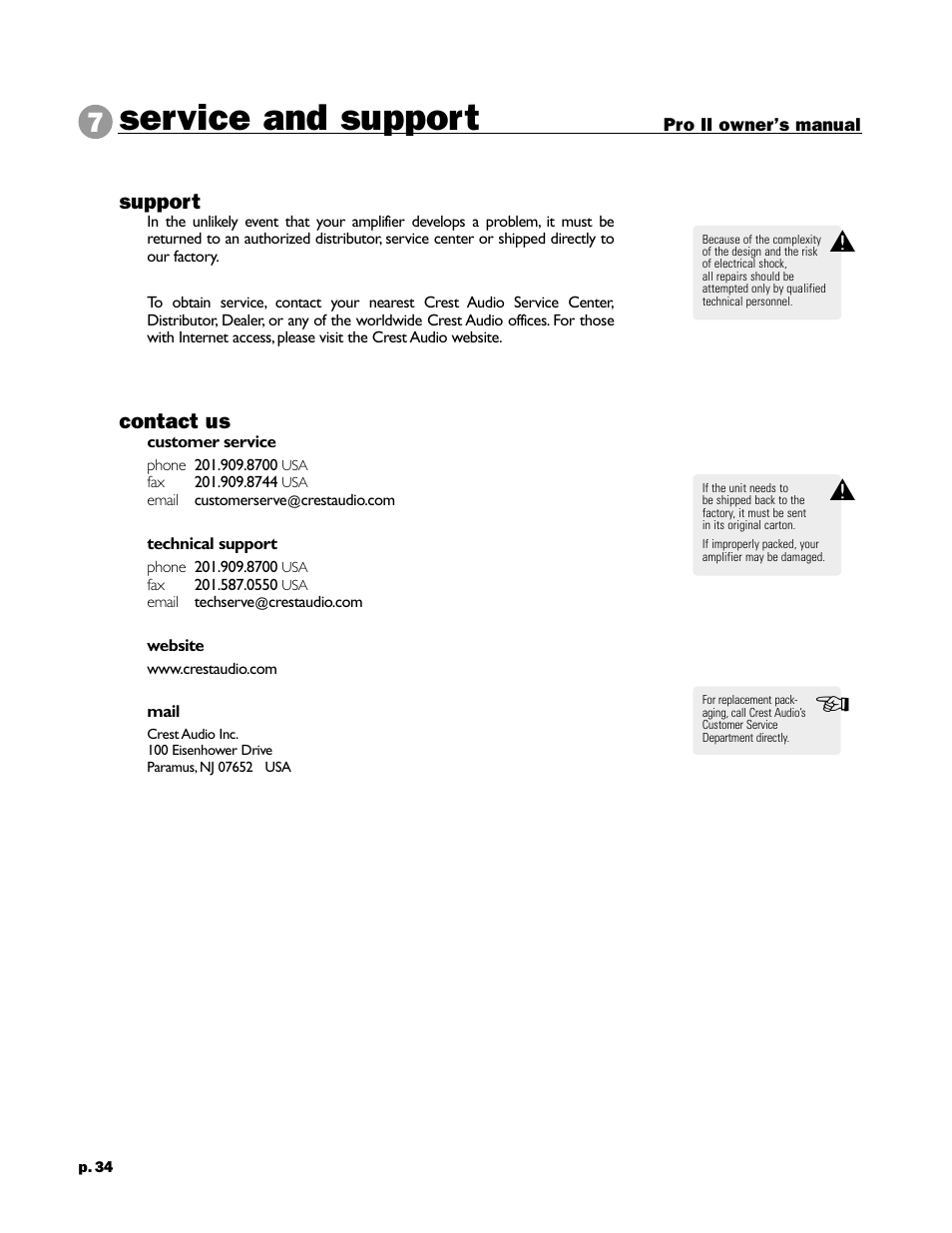 Service and support | Peavey 8002 User Manual | Page 36 / 42