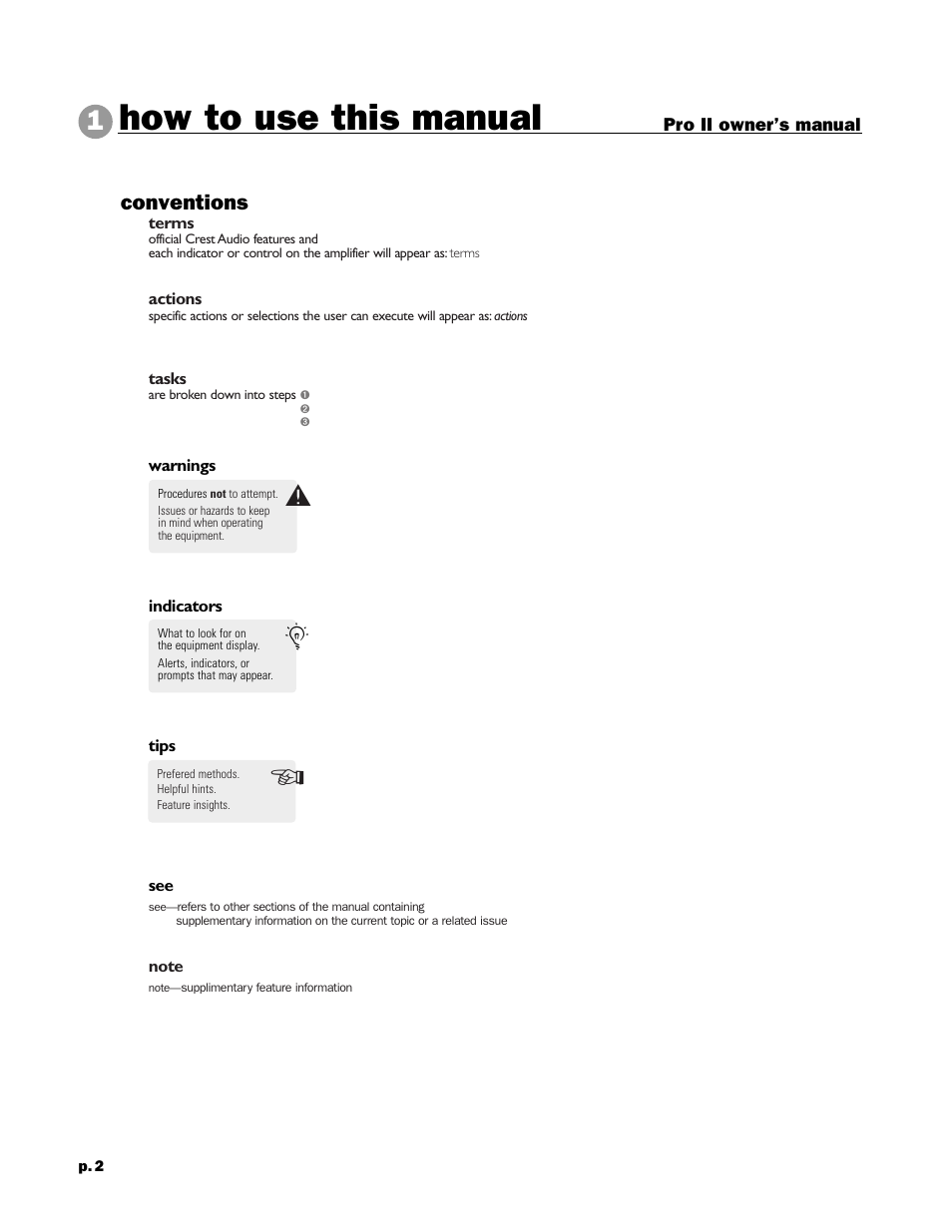 How to use this manual, Conventions | Peavey 8002 User Manual | Page 4 / 42