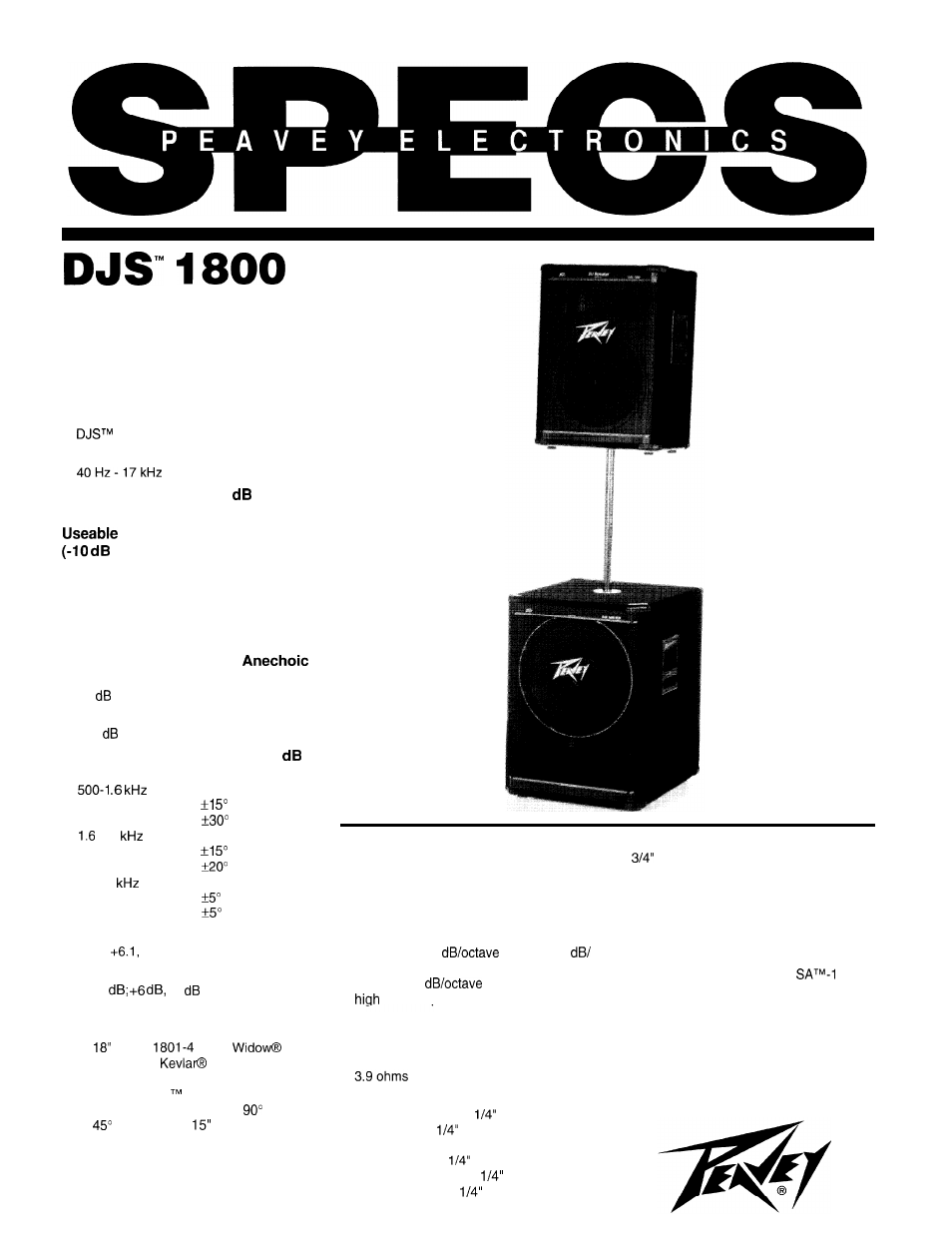 Peavey DJS 1800 User Manual | 4 pages