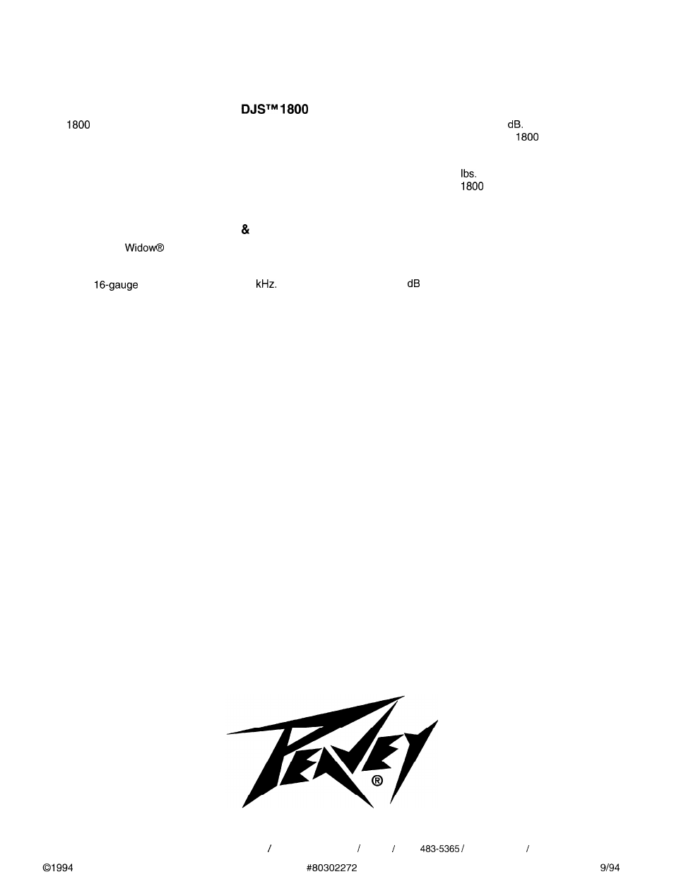 Peavey DJS 1800 User Manual | Page 4 / 4