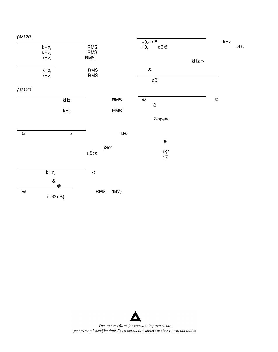 Specifications | Peavey CS-G series User Manual | Page 8 / 28