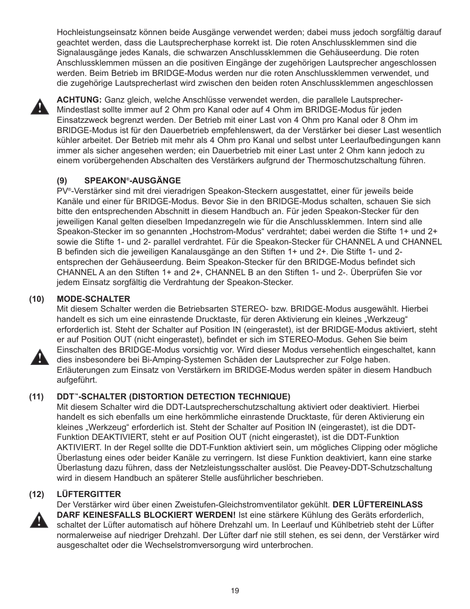 Peavey PV Series User Manual | Page 19 / 40