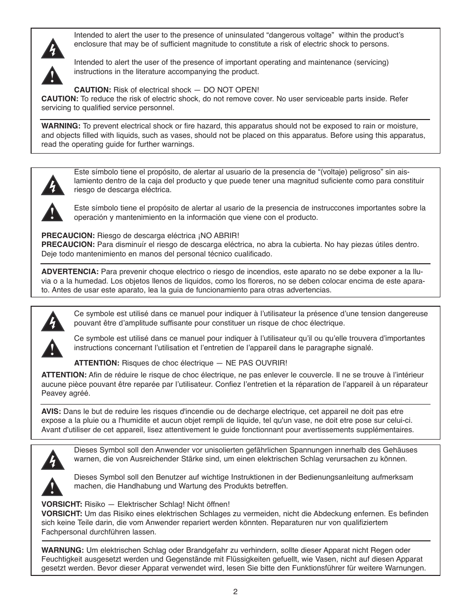 Peavey PV Series User Manual | Page 2 / 40
