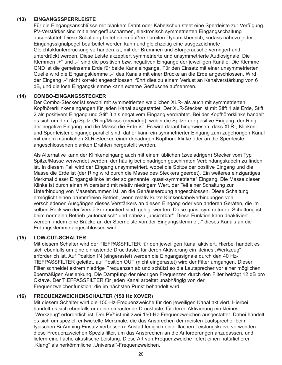 Peavey PV Series User Manual | Page 20 / 40