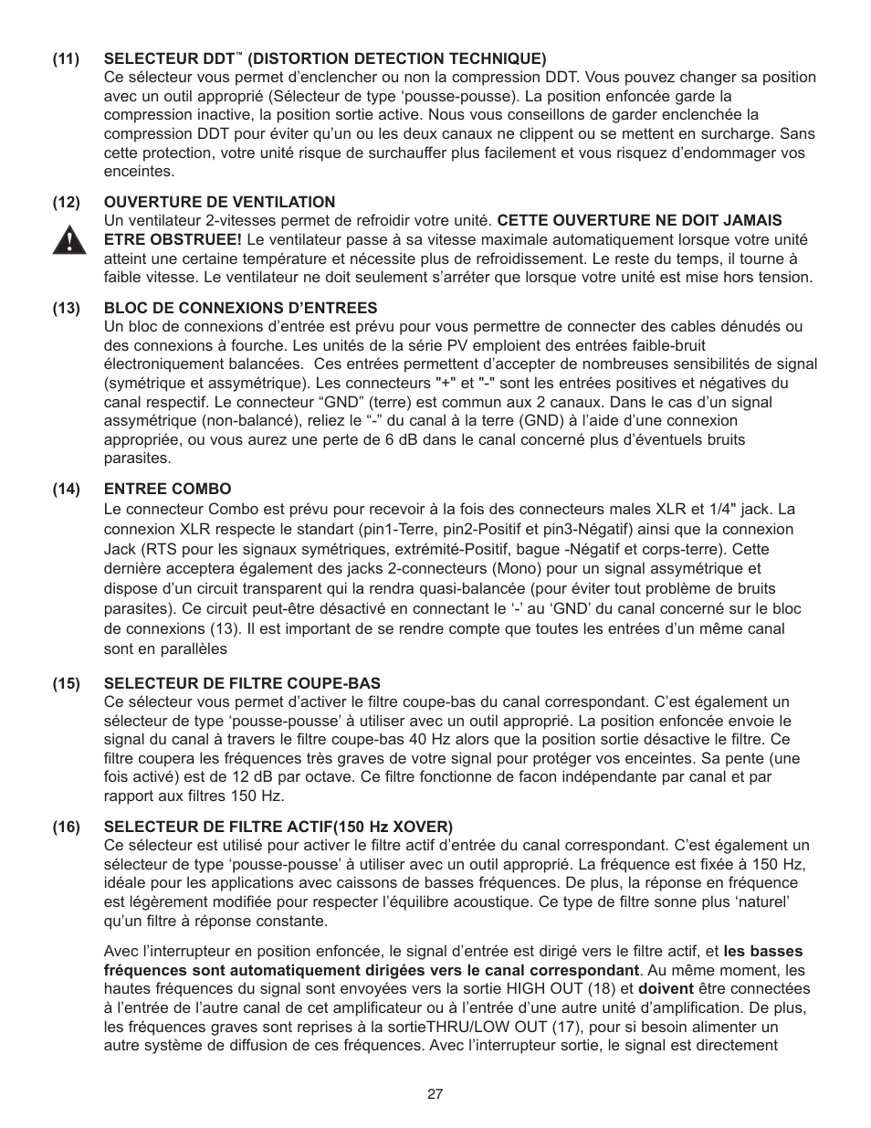 Peavey PV Series User Manual | Page 27 / 40