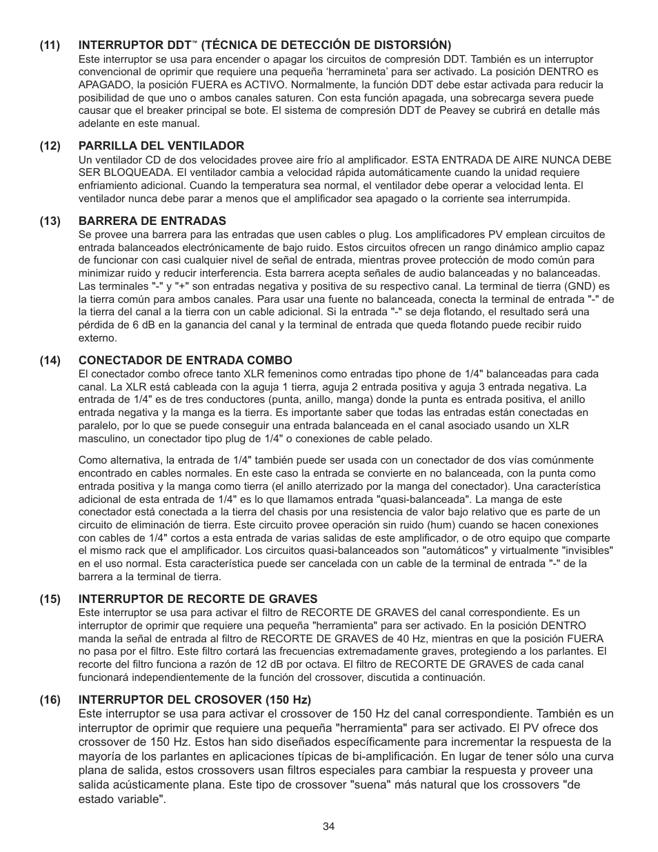 Peavey PV Series User Manual | Page 34 / 40