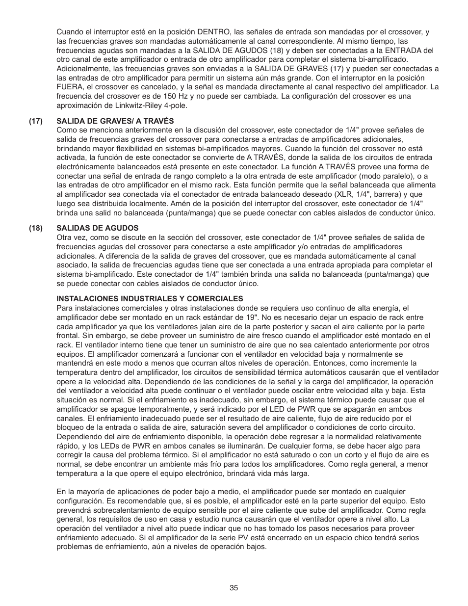 Peavey PV Series User Manual | Page 35 / 40