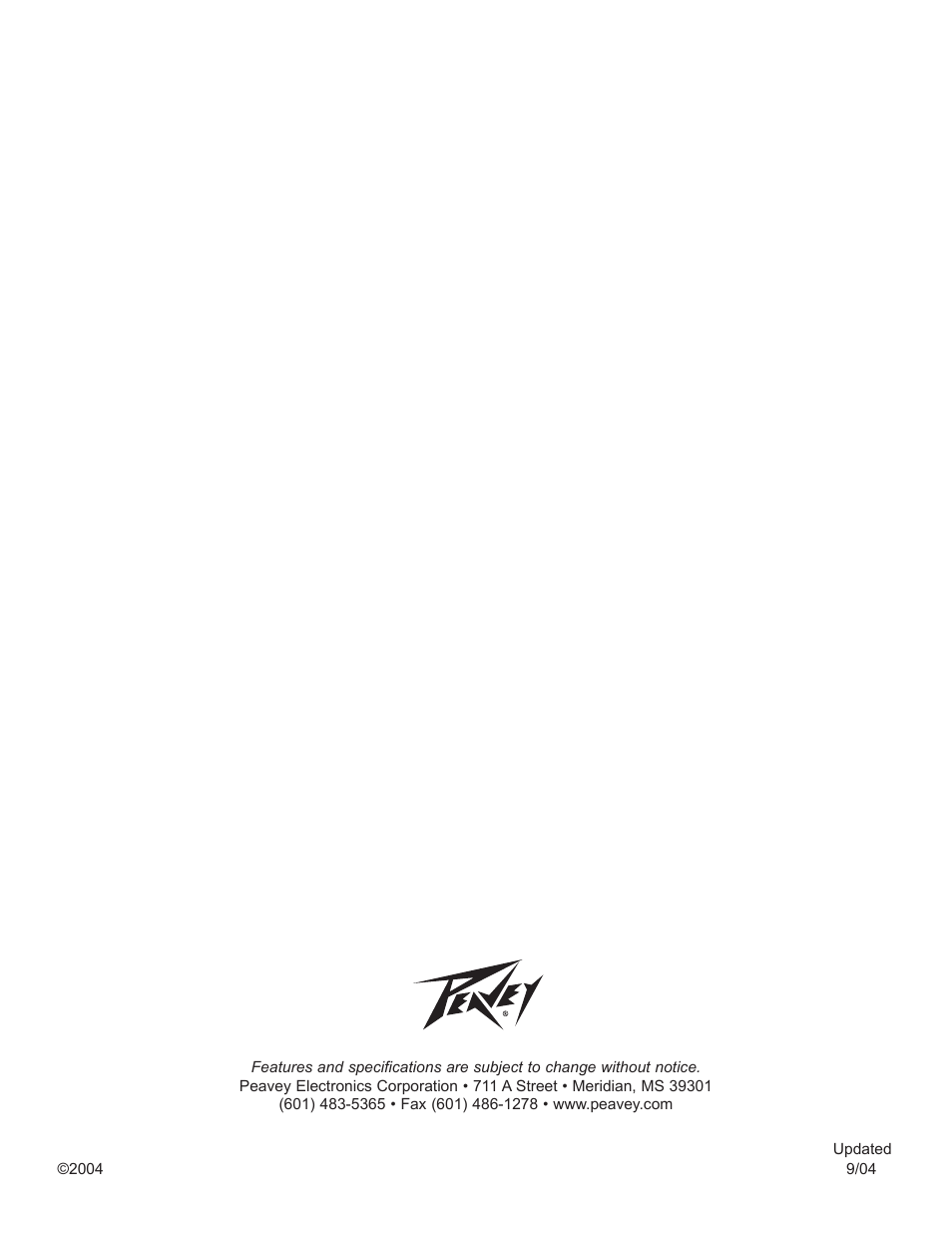 Peavey PV Series User Manual | Page 40 / 40