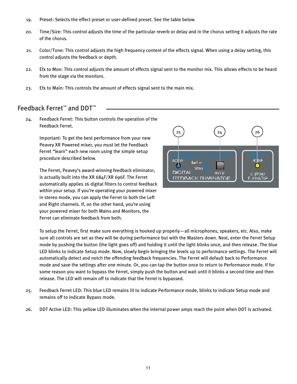 Feedback ferret, And ddt | Peavey XR 684F User Manual | Page 11 / 64