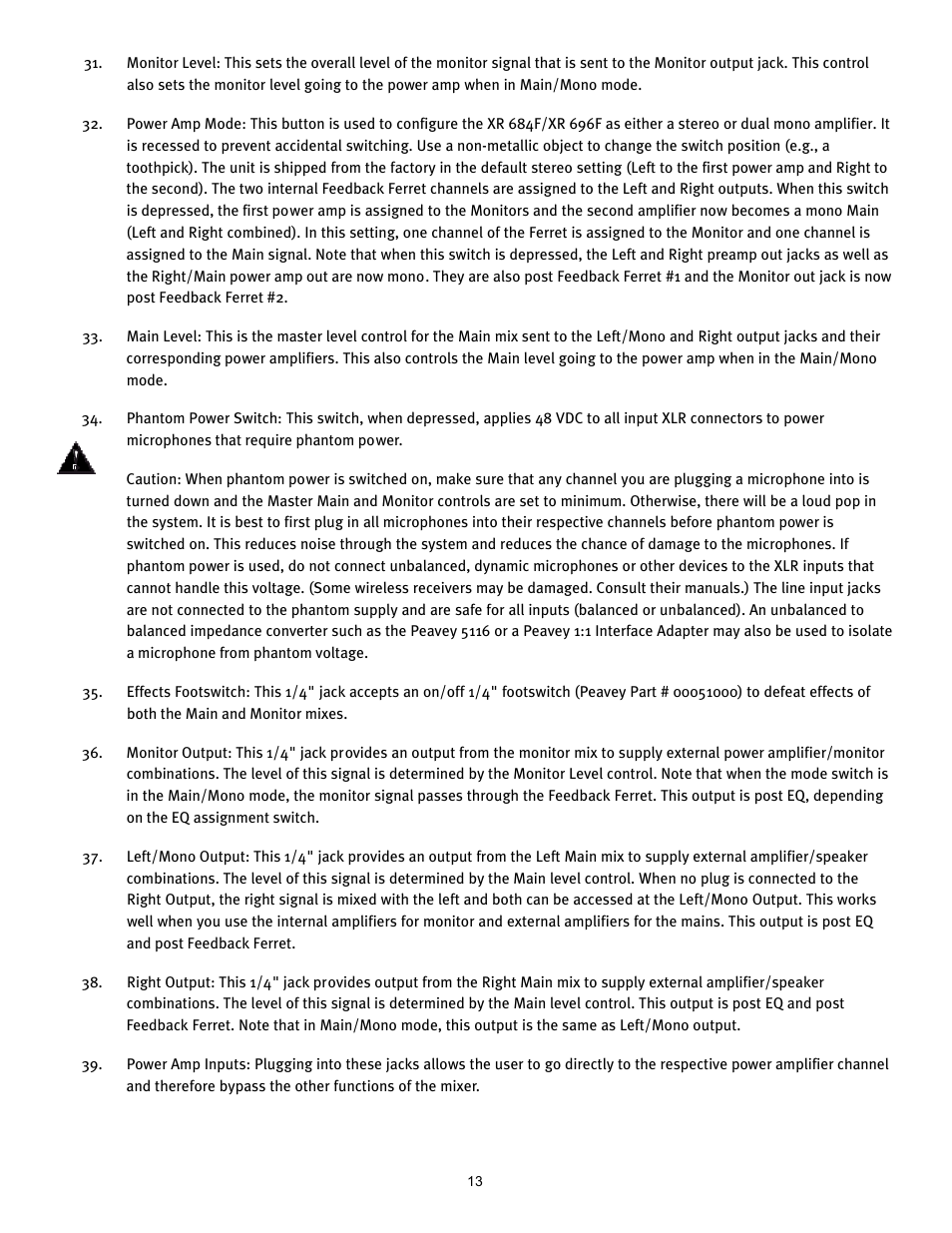 Peavey XR 684F User Manual | Page 13 / 64