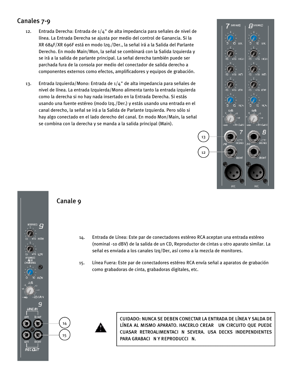 Canales 7-9 canale 9 | Peavey XR 684F User Manual | Page 25 / 64