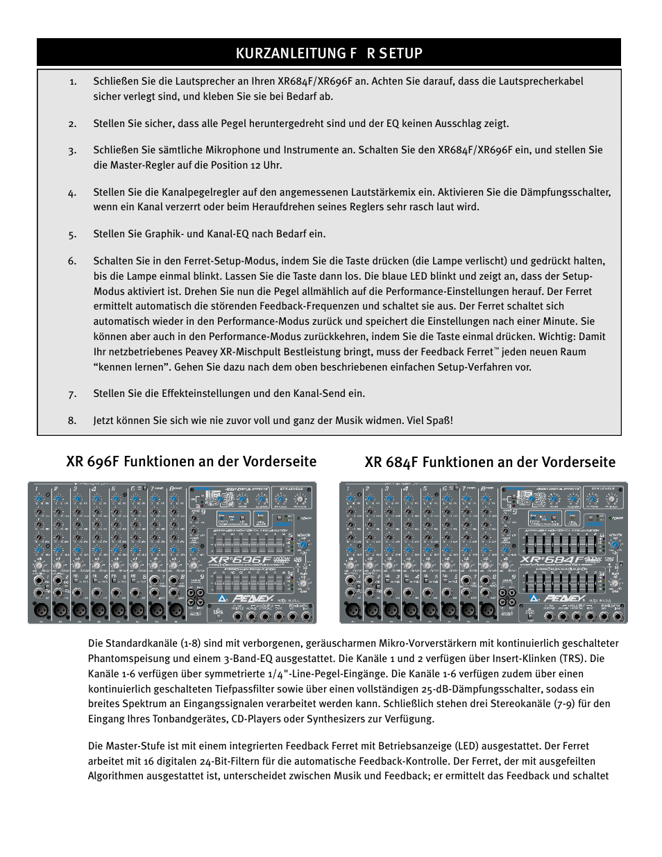 Kurzanleitung für setup | Peavey XR 684F User Manual | Page 36 / 64