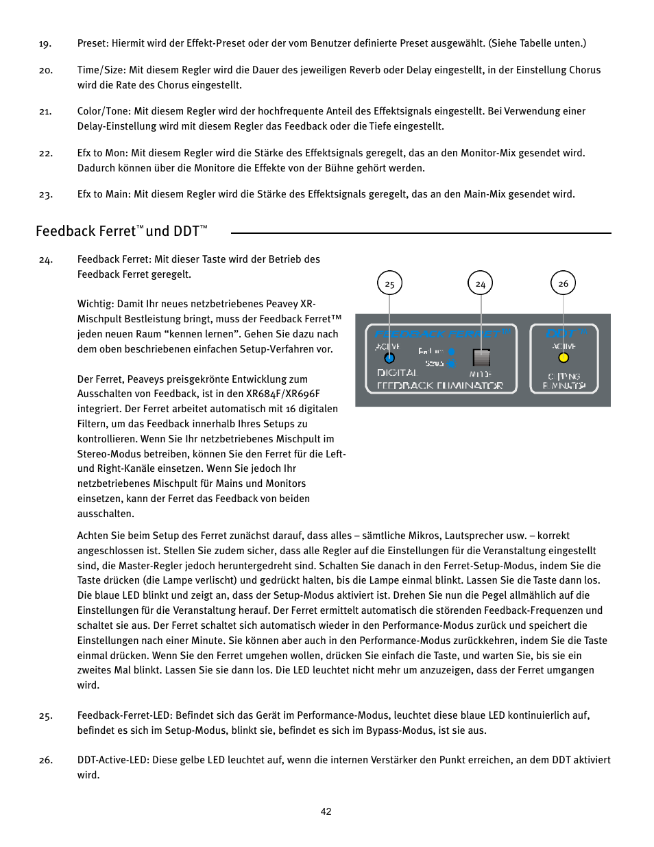Feedback ferret, Und ddt | Peavey XR 684F User Manual | Page 42 / 64