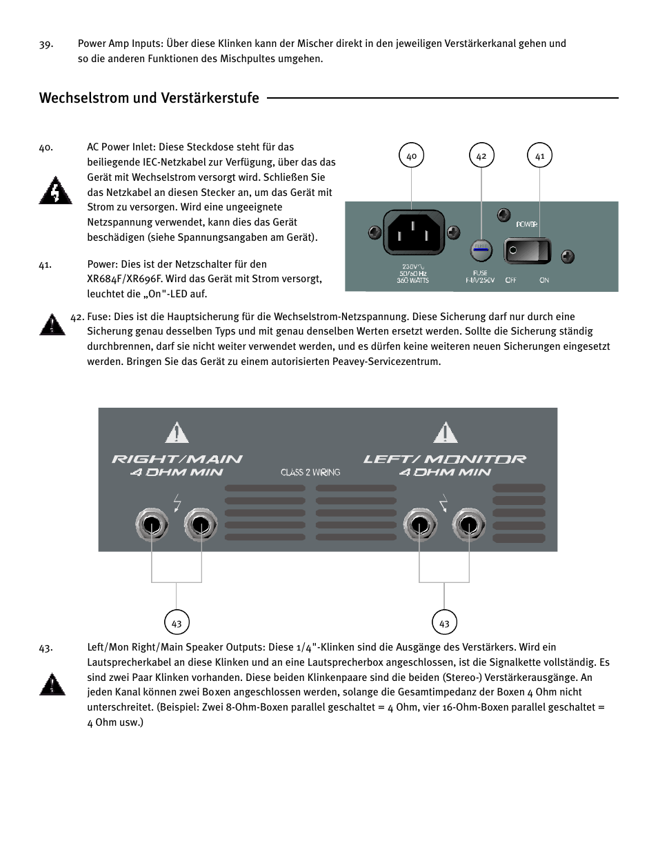 Wechselstrom und verstärkerstufe | Peavey XR 684F User Manual | Page 45 / 64