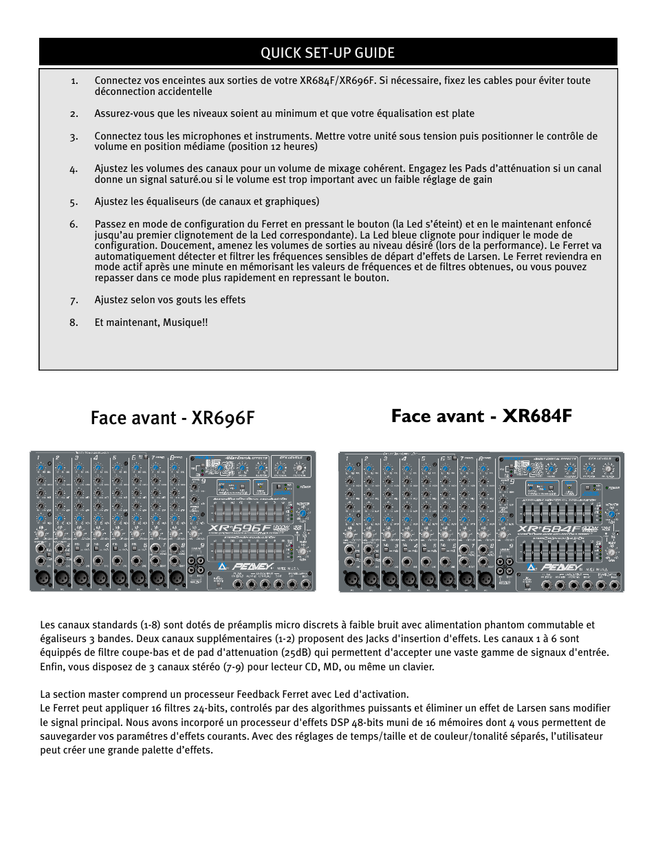 Quick set-up guide | Peavey XR 684F User Manual | Page 50 / 64