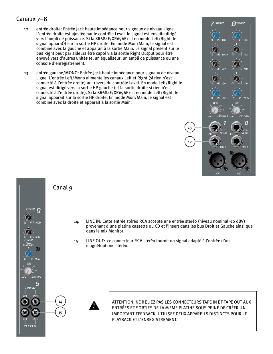 Canaux 7–8 canal 9 | Peavey XR 684F User Manual | Page 53 / 64