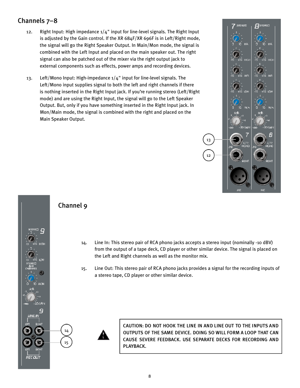 Channels 7–8 channel 9 | Peavey XR 684F User Manual | Page 8 / 64