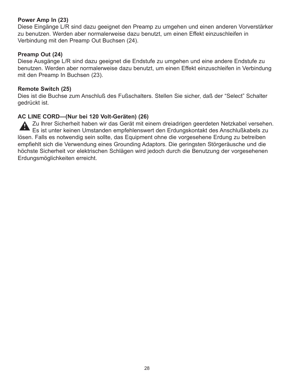 Peavey TransChorus 210 User Manual | Page 28 / 32