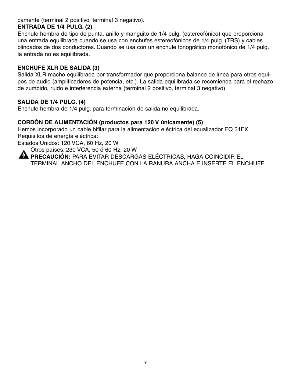 Peavey 31FX User Manual | Page 9 / 20