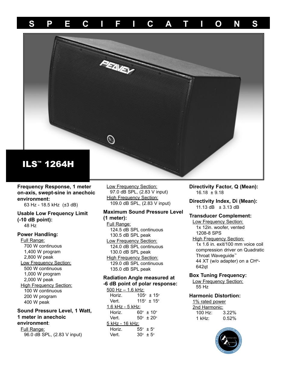 Peavey ILS 1264 H User Manual | 12 pages