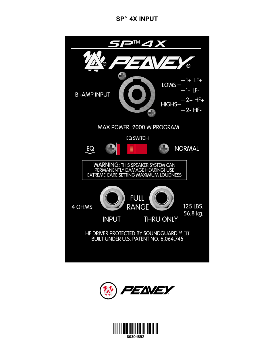 4x input | Peavey SP 4X User Manual | Page 4 / 4