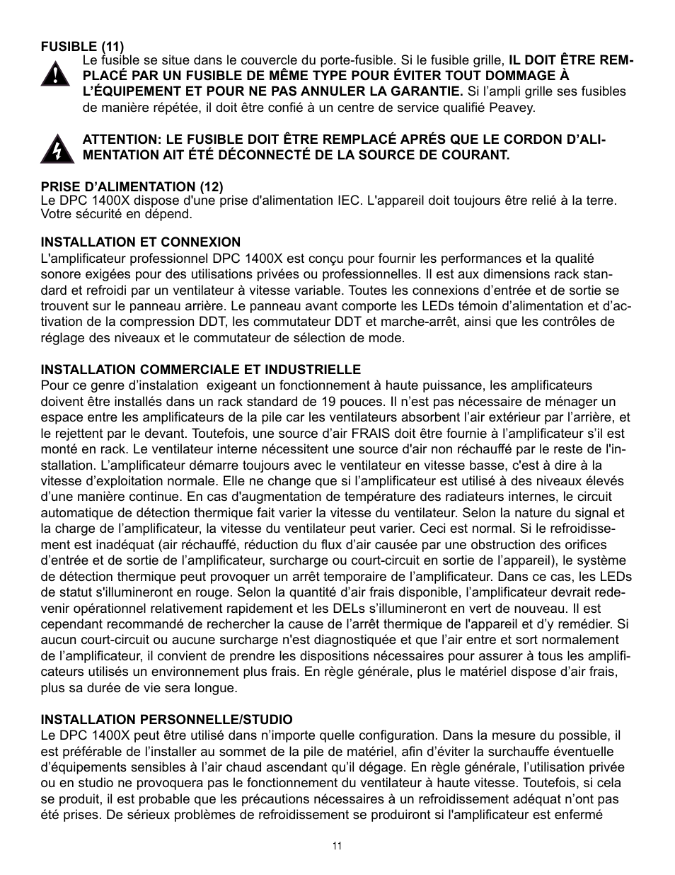 Peavey DPC 1400X User Manual | Page 11 / 28