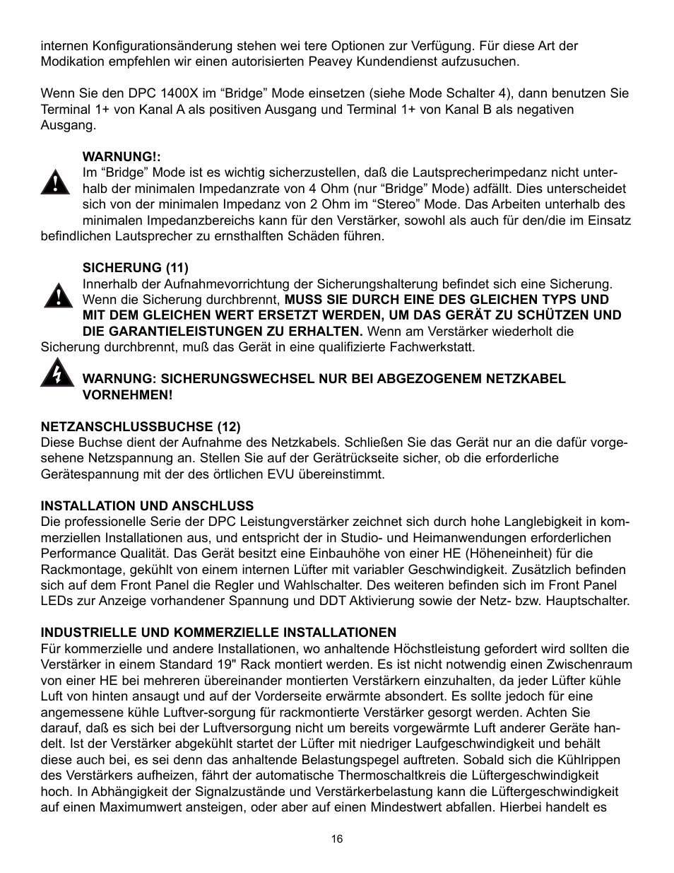 Peavey DPC 1400X User Manual | Page 16 / 28