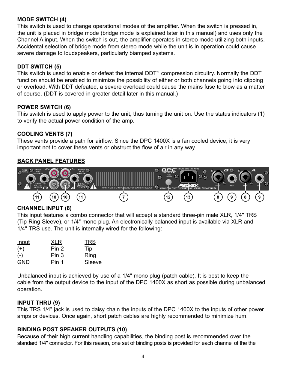 Peavey DPC 1400X User Manual | Page 4 / 28