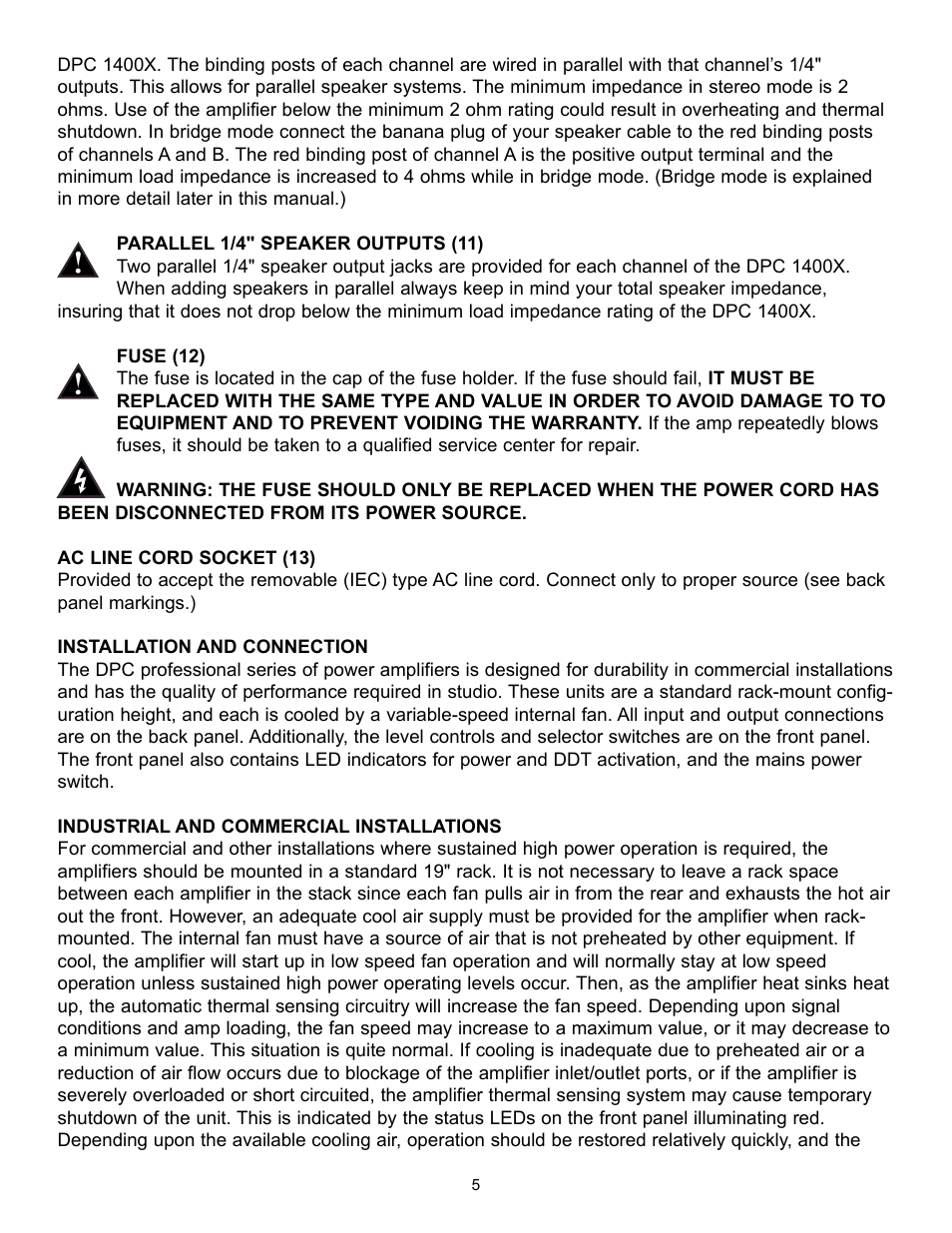 Peavey DPC 1400X User Manual | Page 5 / 28