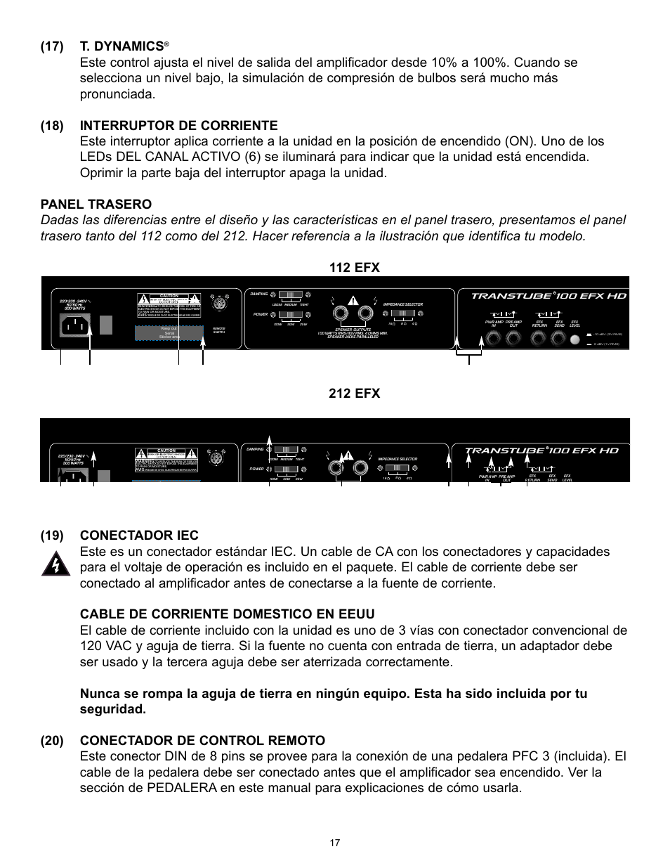 17) t. dynamics | Peavey TransTube 100 EFX User Manual | Page 17 / 48