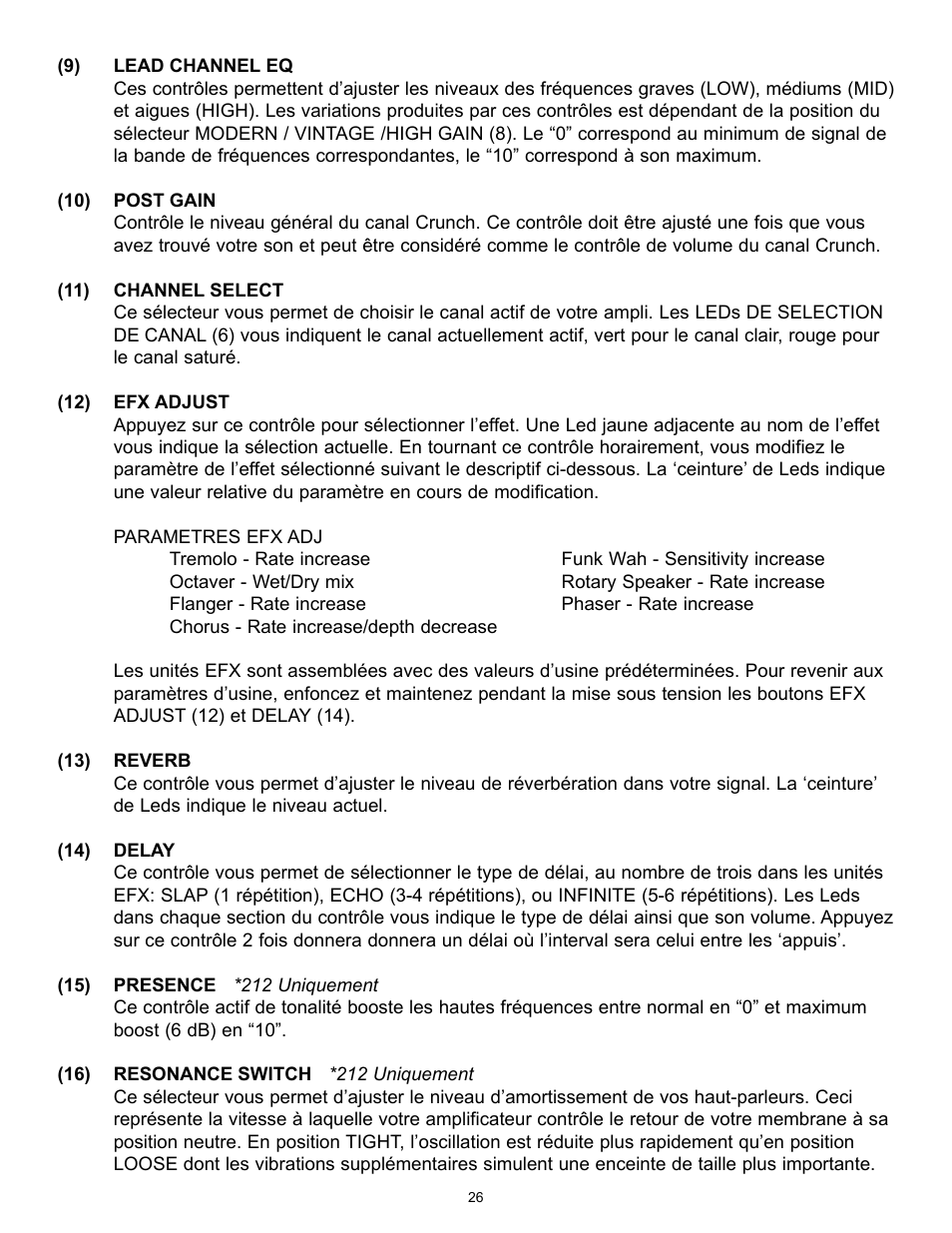 Peavey TransTube 100 EFX User Manual | Page 26 / 48