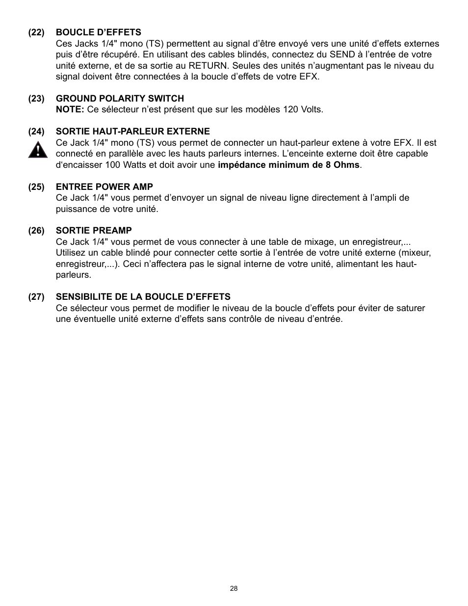 Peavey TransTube 100 EFX User Manual | Page 28 / 48