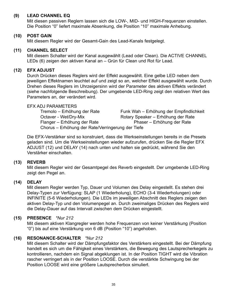 Peavey TransTube 100 EFX User Manual | Page 35 / 48