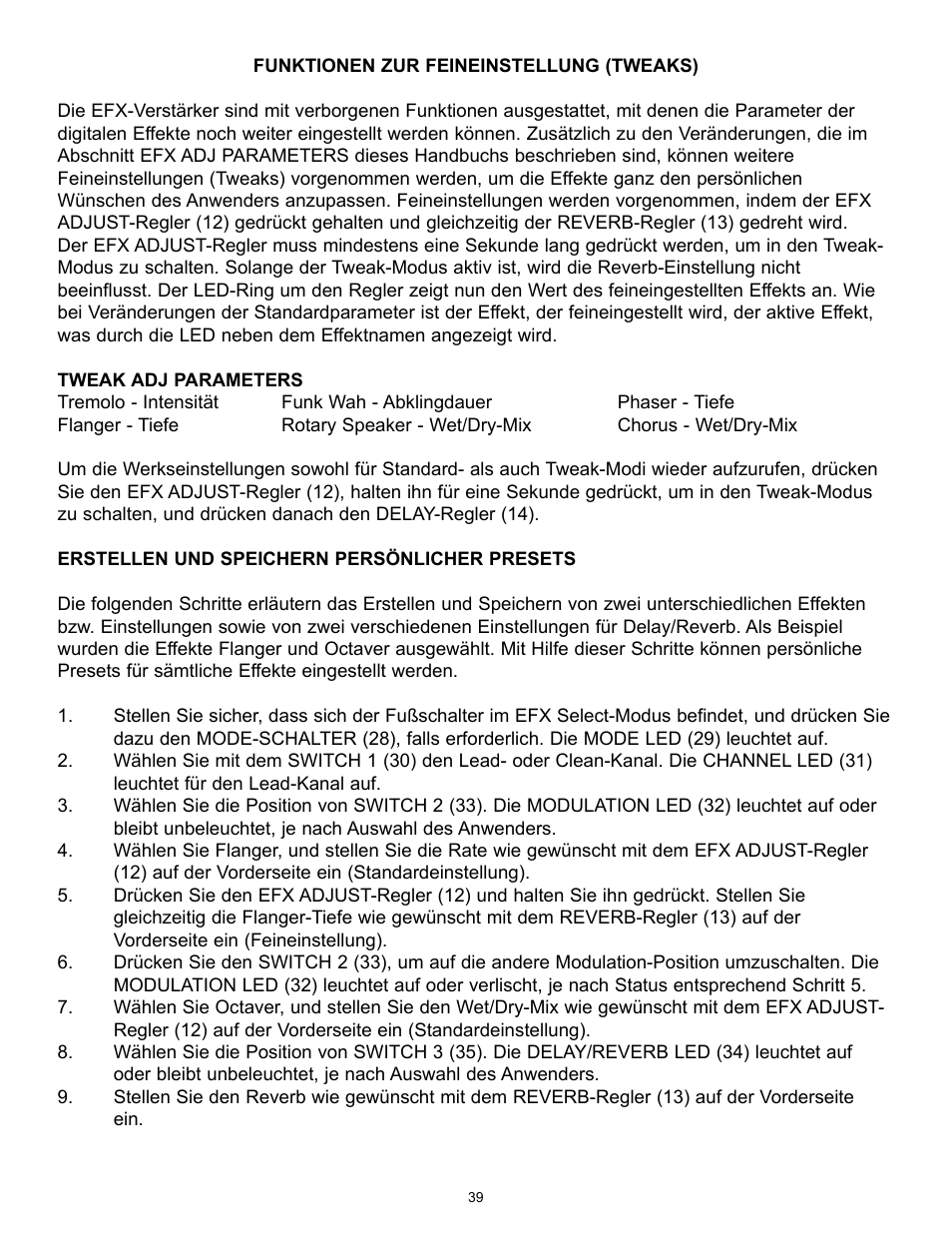 Peavey TransTube 100 EFX User Manual | Page 39 / 48