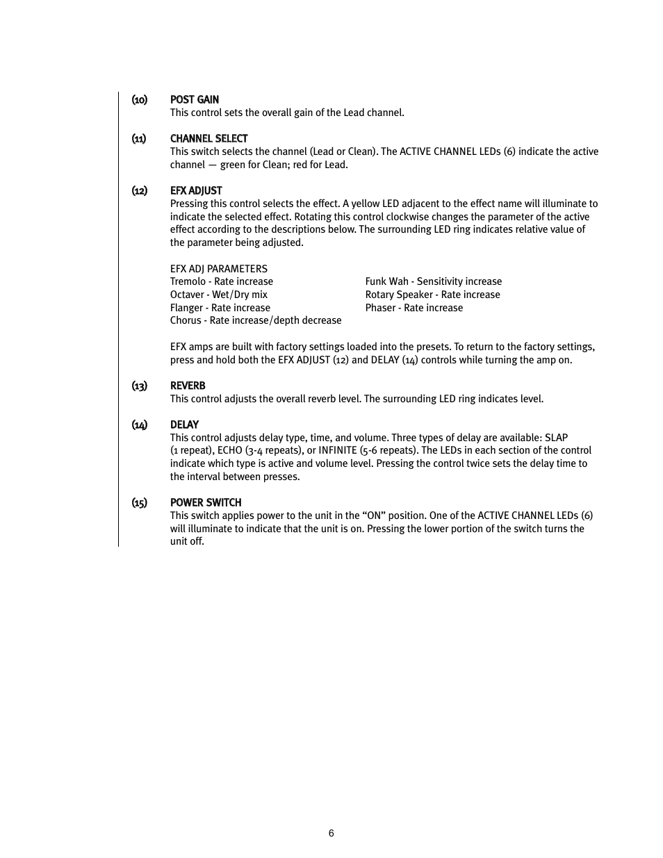 Peavey TransTube 100 EFX User Manual | Page 6 / 48