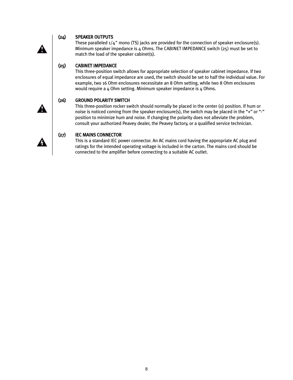 Peavey TransTube 100 EFX User Manual | Page 8 / 48