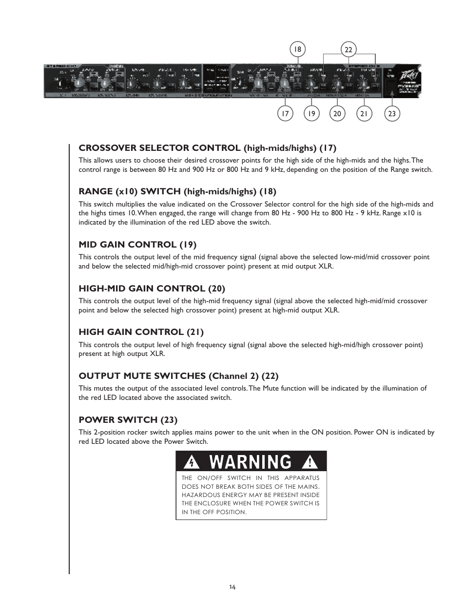 Warning | Peavey PV 35XO User Manual | Page 14 / 56