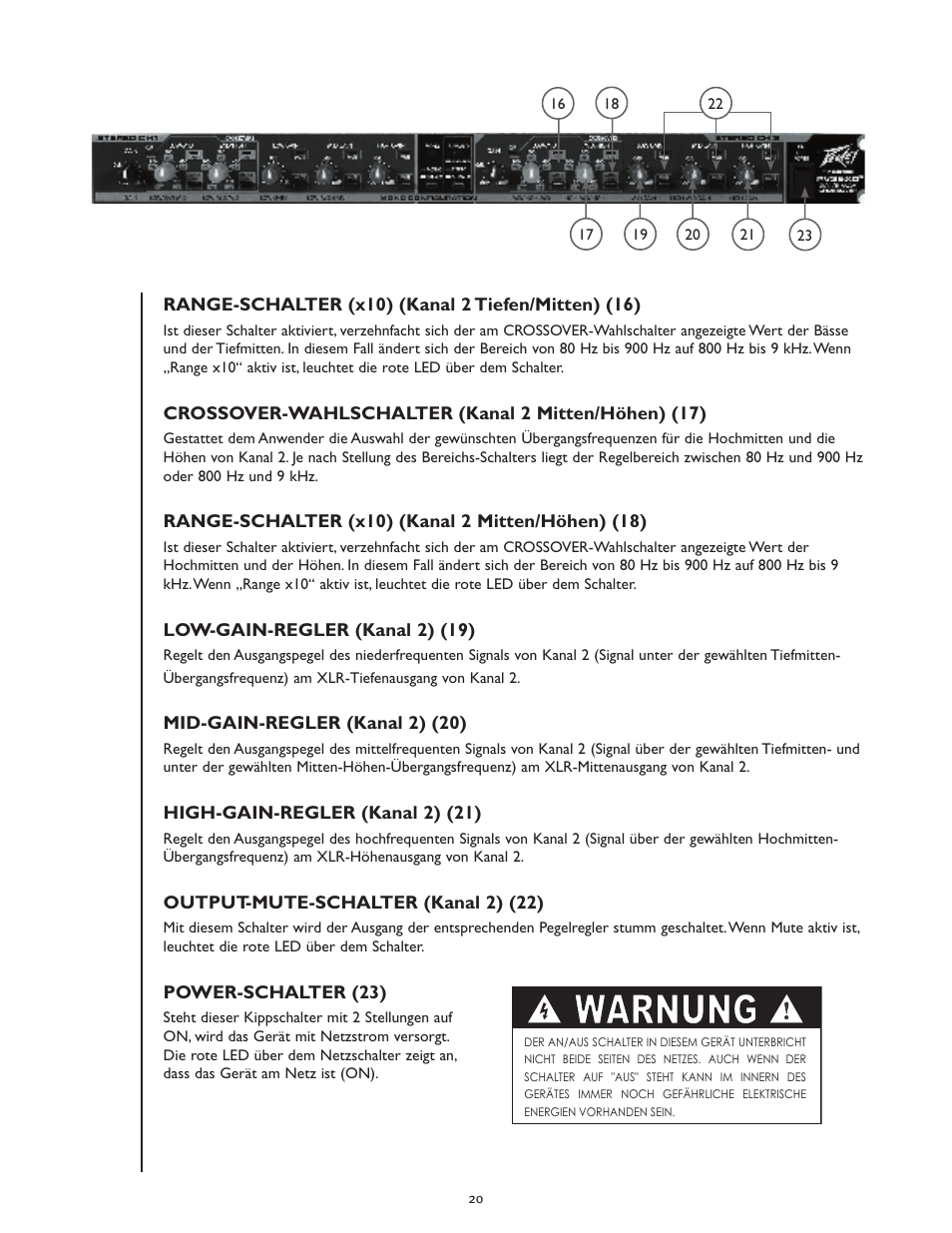 Warnung | Peavey PV 35XO User Manual | Page 20 / 56