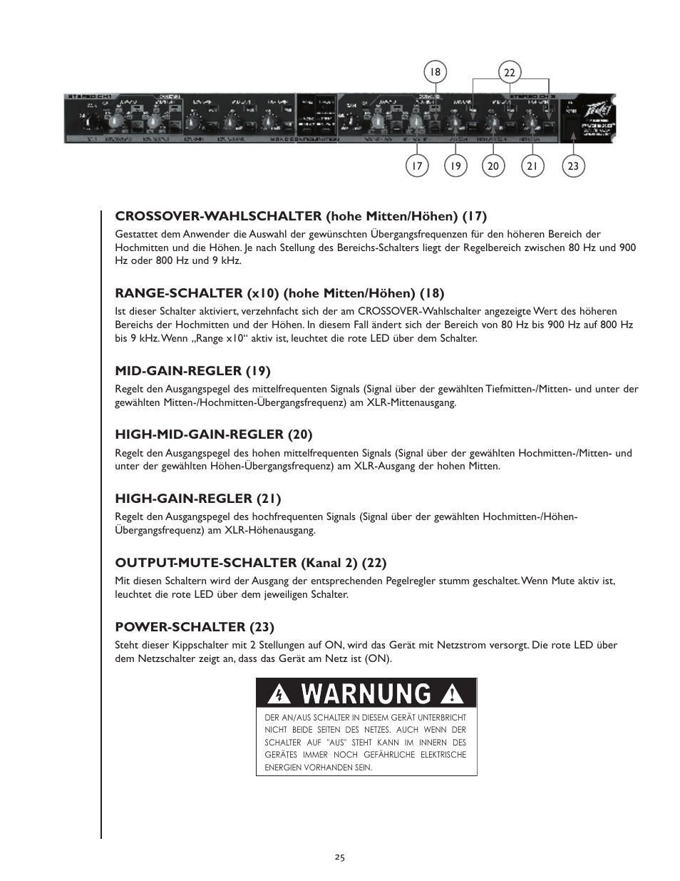 Warnung | Peavey PV 35XO User Manual | Page 25 / 56