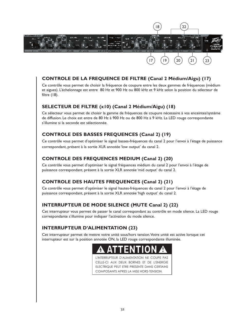 Attention | Peavey PV 35XO User Manual | Page 32 / 56