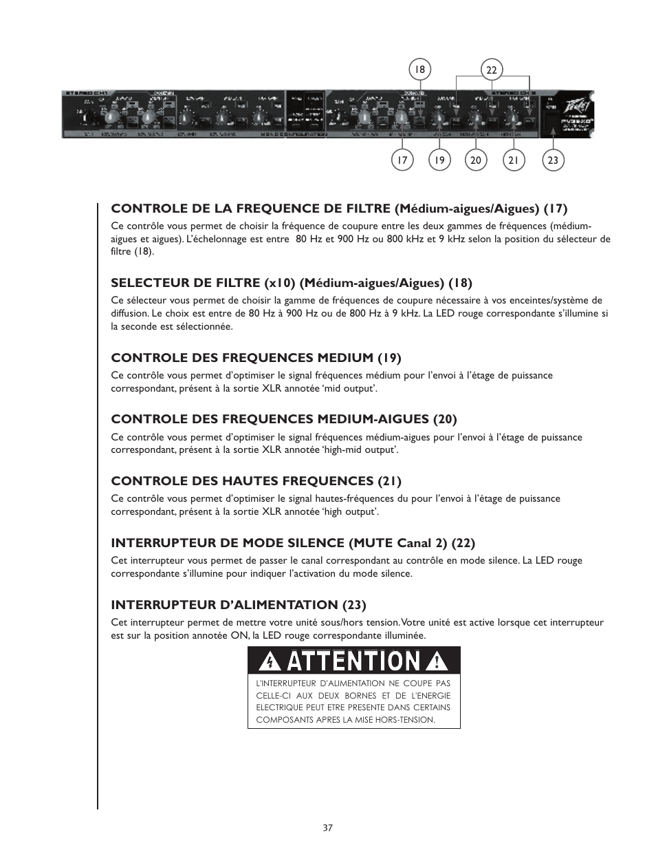 Attention | Peavey PV 35XO User Manual | Page 37 / 56