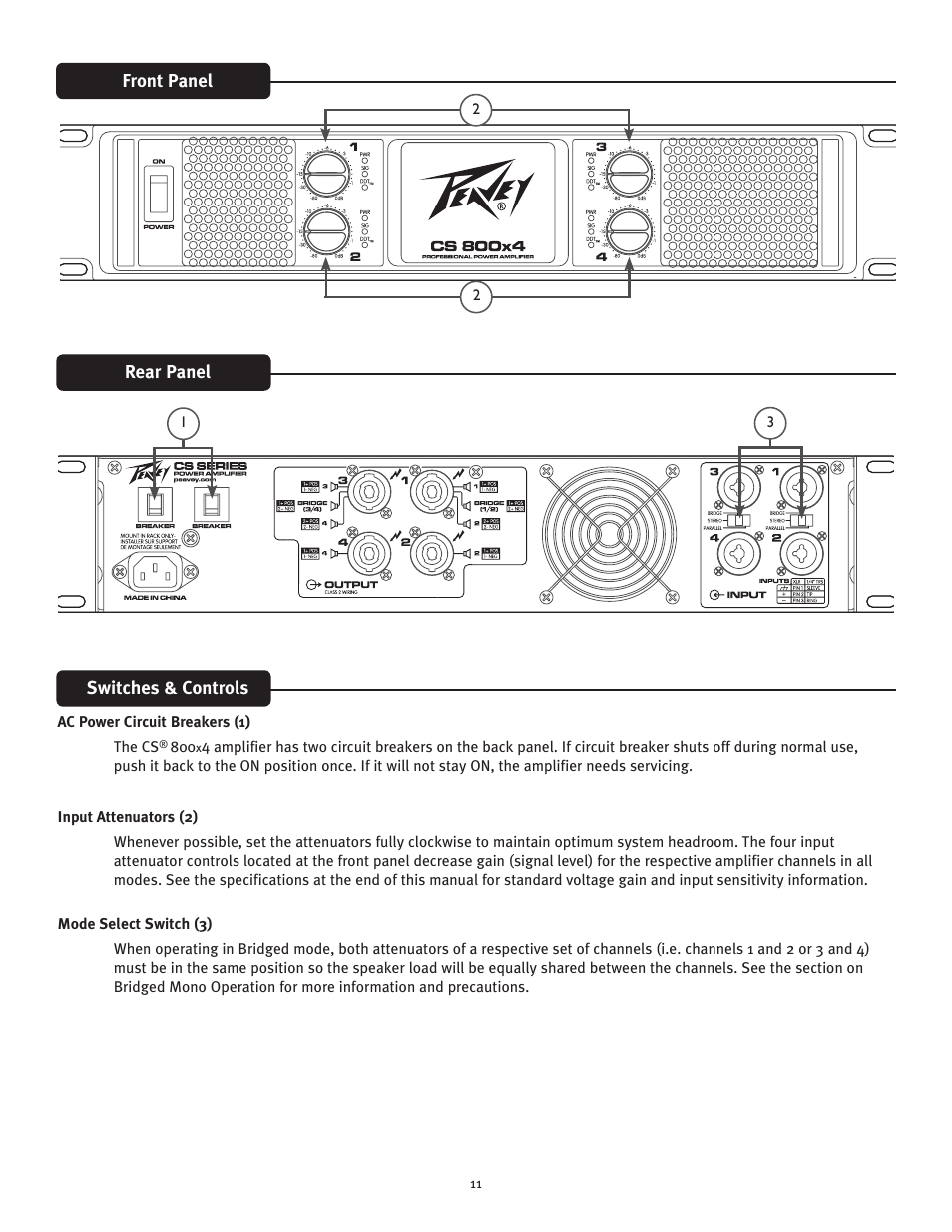 Peavey CS 800x4 User Manual | Page 11 / 52