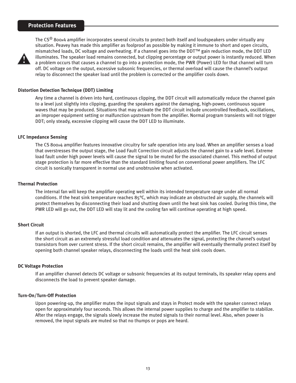 Peavey CS 800x4 User Manual | Page 13 / 52