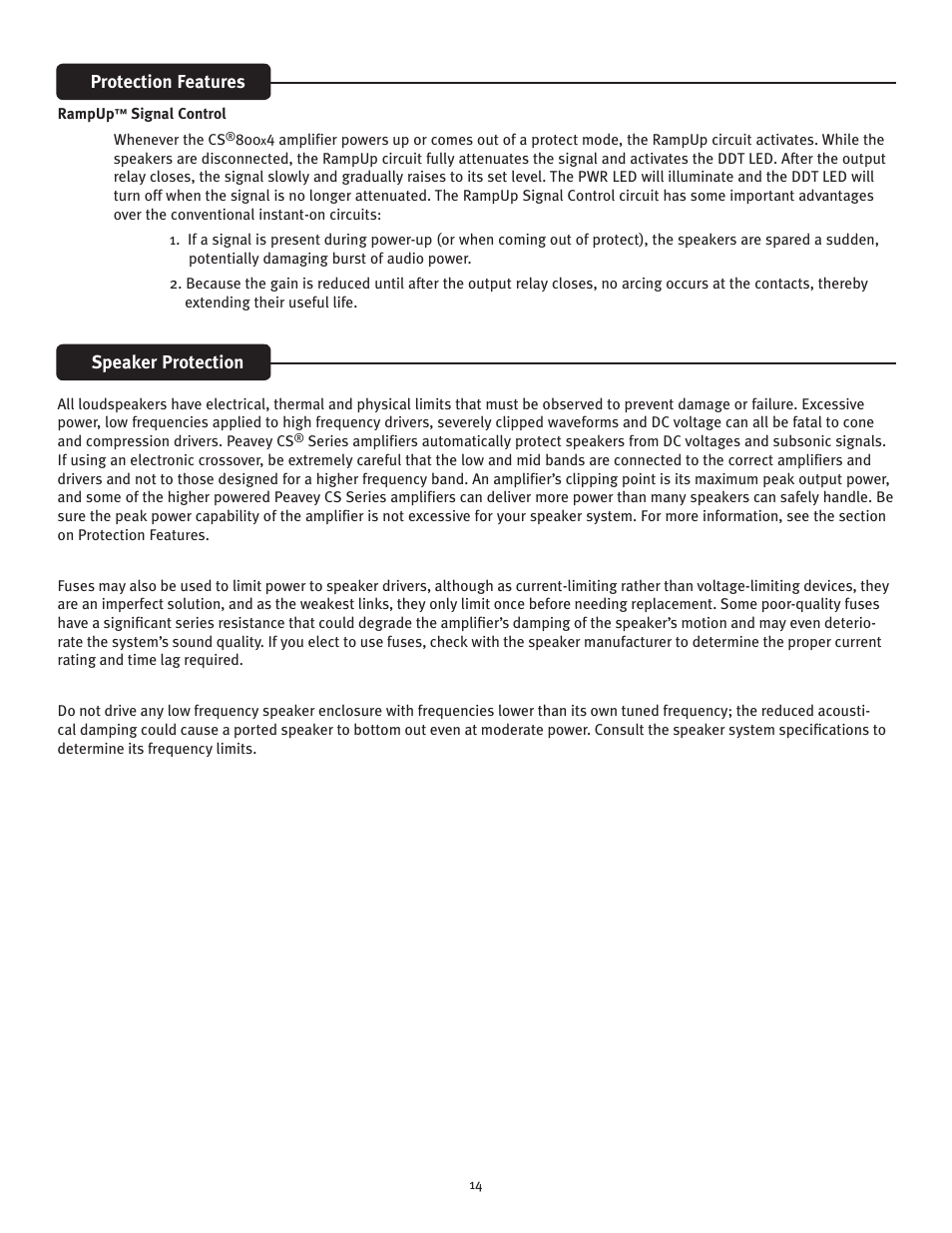 Peavey CS 800x4 User Manual | Page 14 / 52