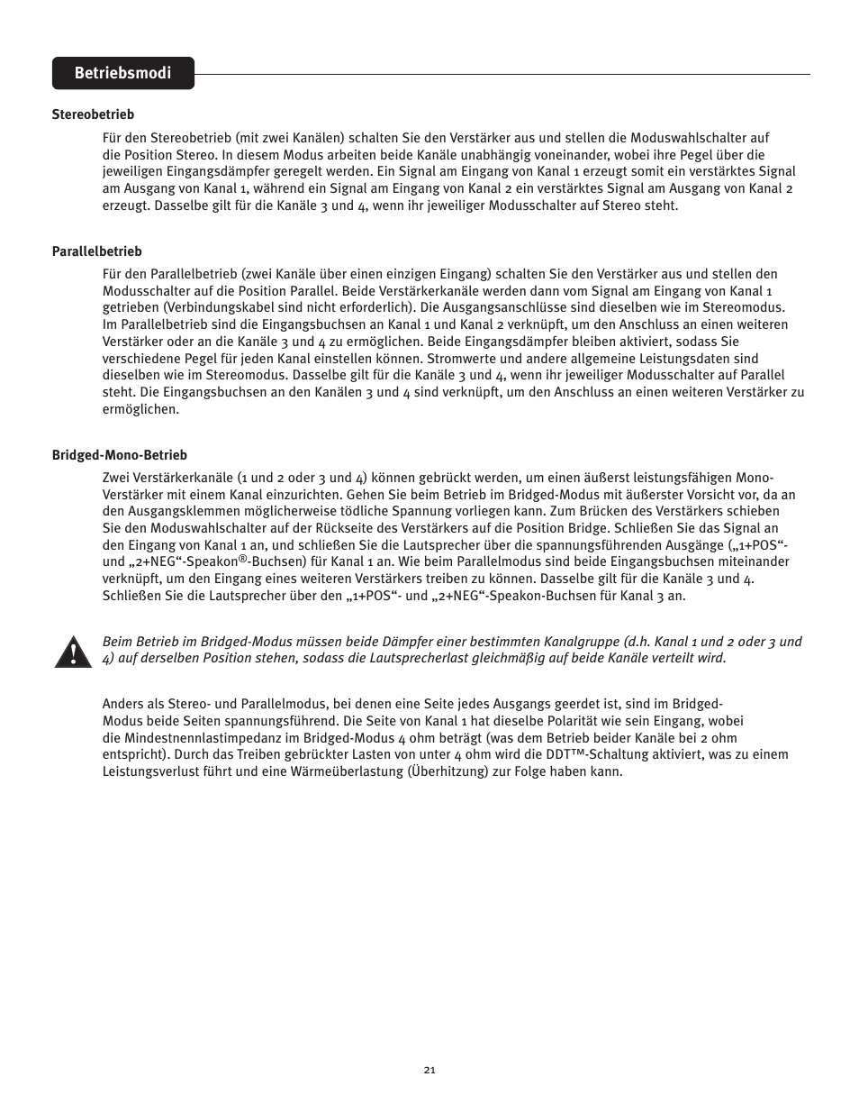 Peavey CS 800x4 User Manual | Page 21 / 52