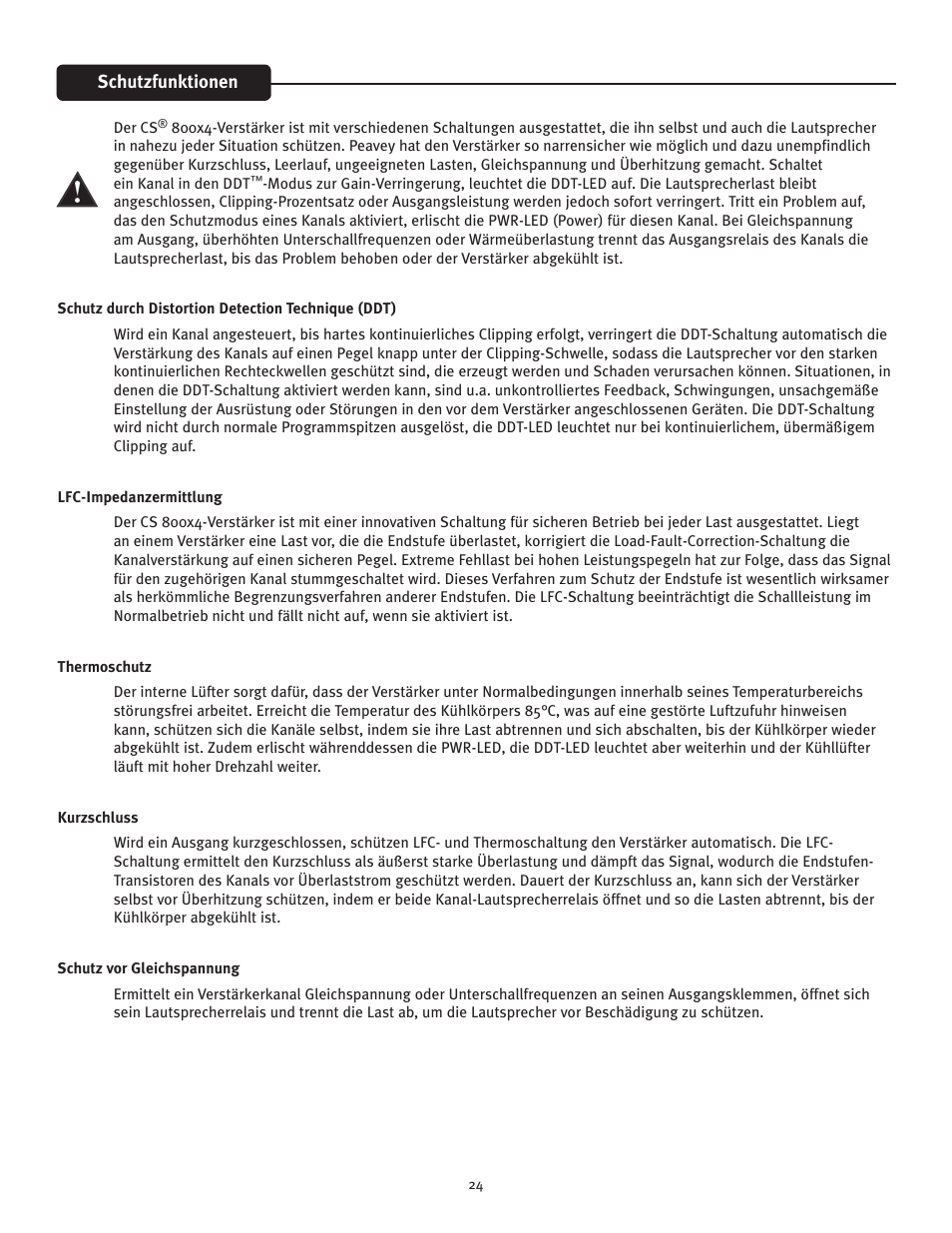 Peavey CS 800x4 User Manual | Page 24 / 52