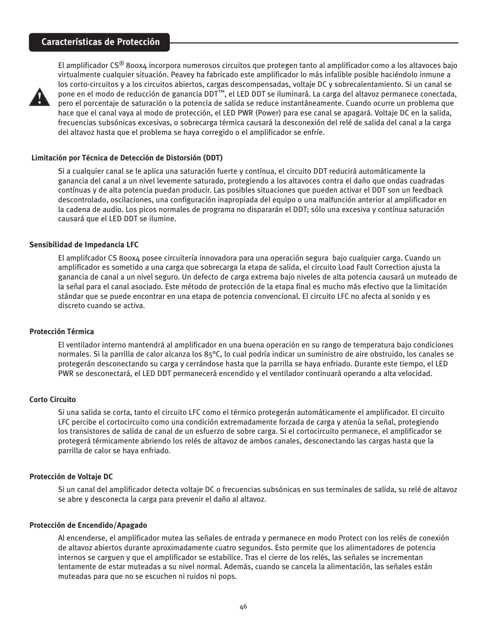 Peavey CS 800x4 User Manual | Page 46 / 52