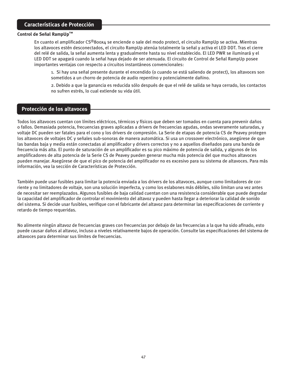 Peavey CS 800x4 User Manual | Page 47 / 52
