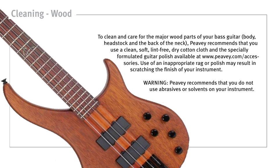 Cleaning - wood | Peavey Guitar User Manual | Page 6 / 24